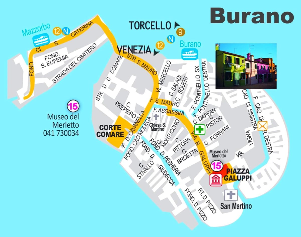 kaart van Venetië, burano
