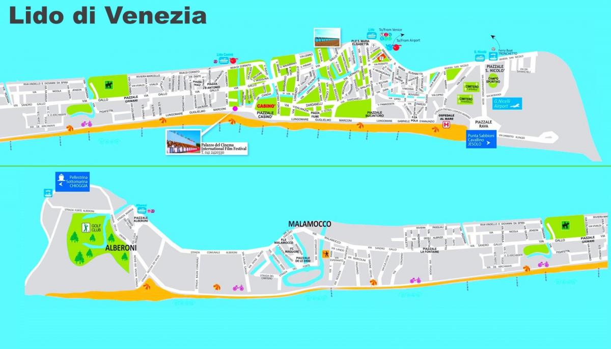 kaart van lido van Venetië italië