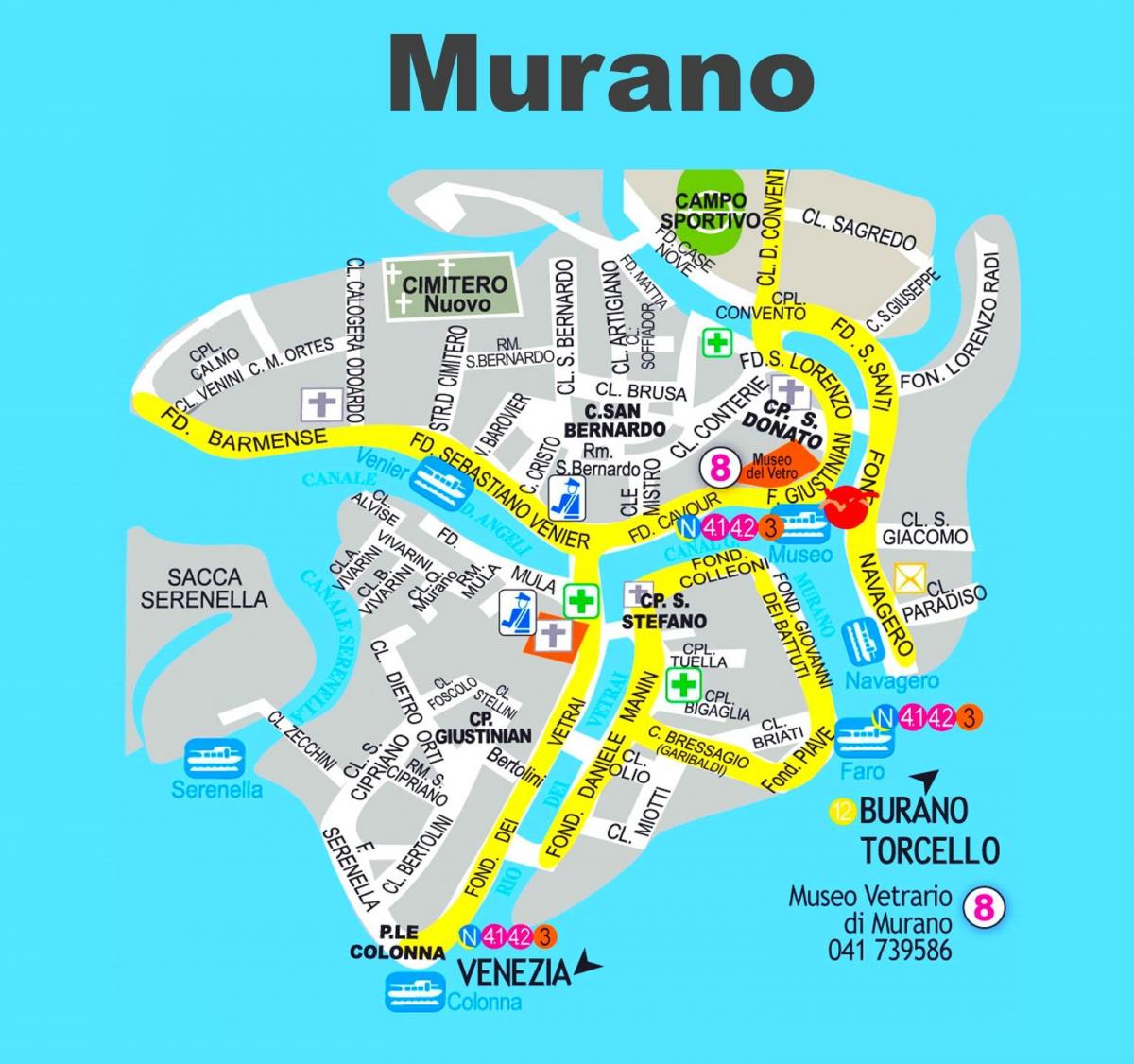 kaart van murano, Venetië