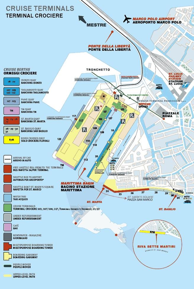 kaart van Venetië cruise terminal