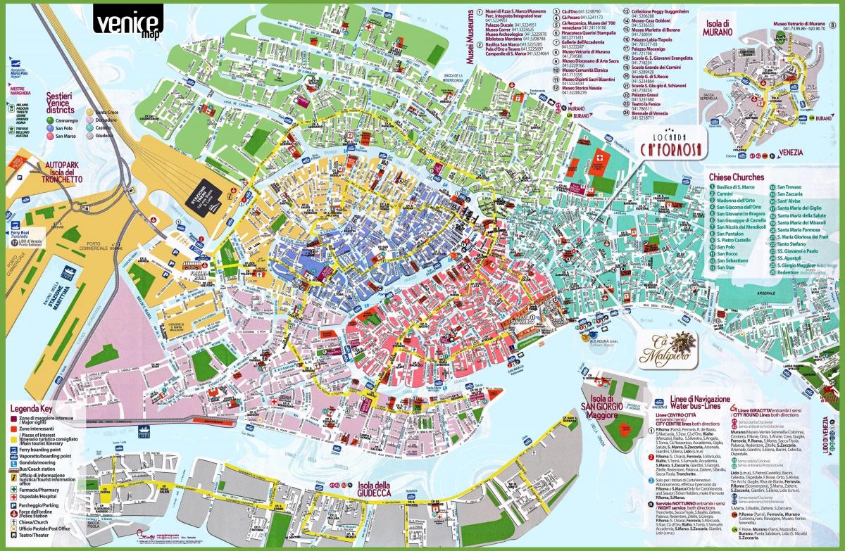kaart van Venetië kerken