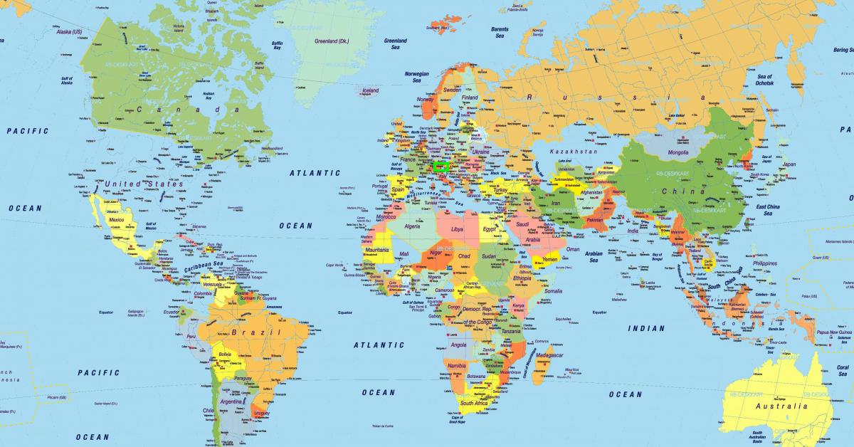 Venetië locatie op de kaart van de wereld