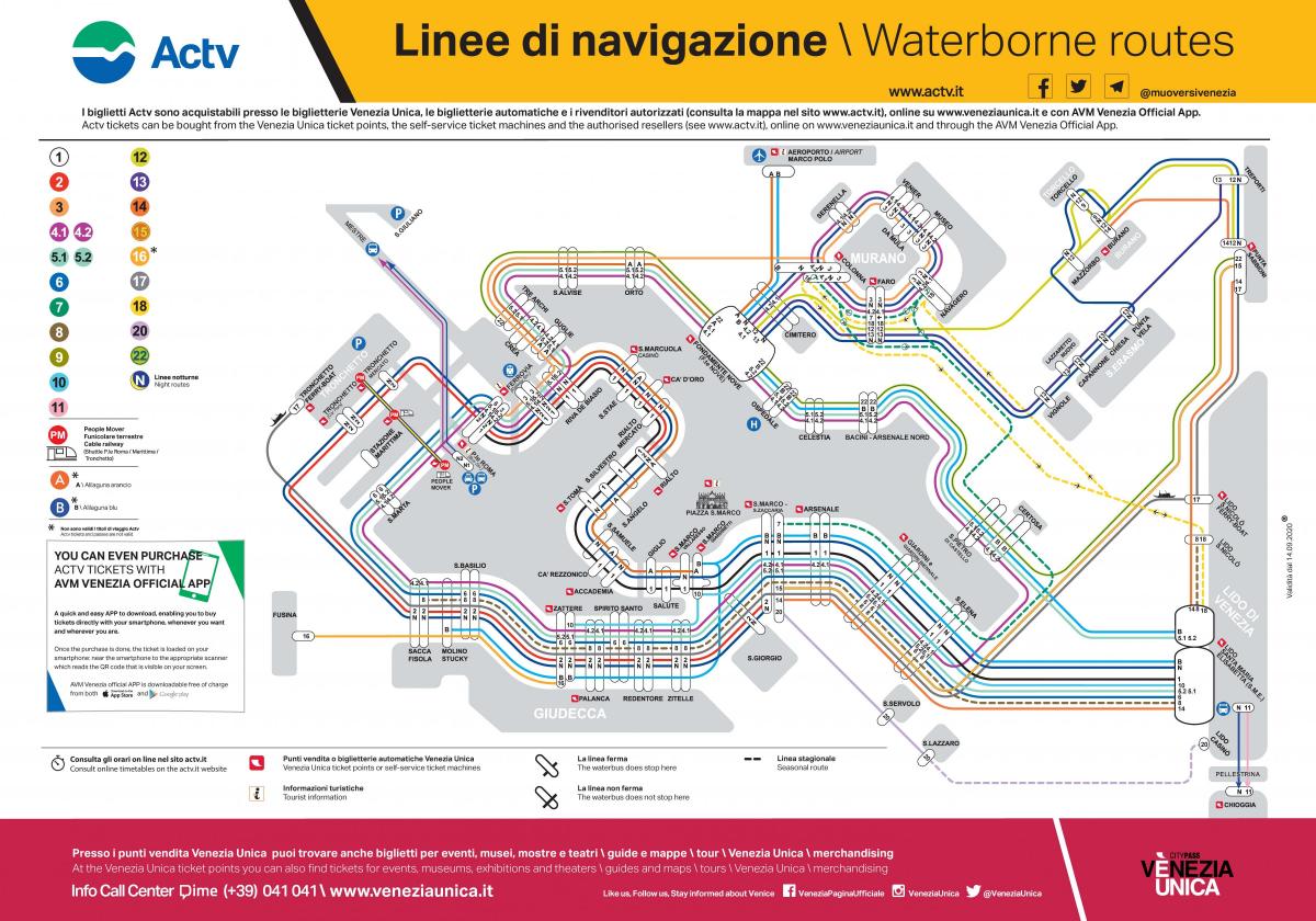 Venetië, italië het openbaar vervoer kaart