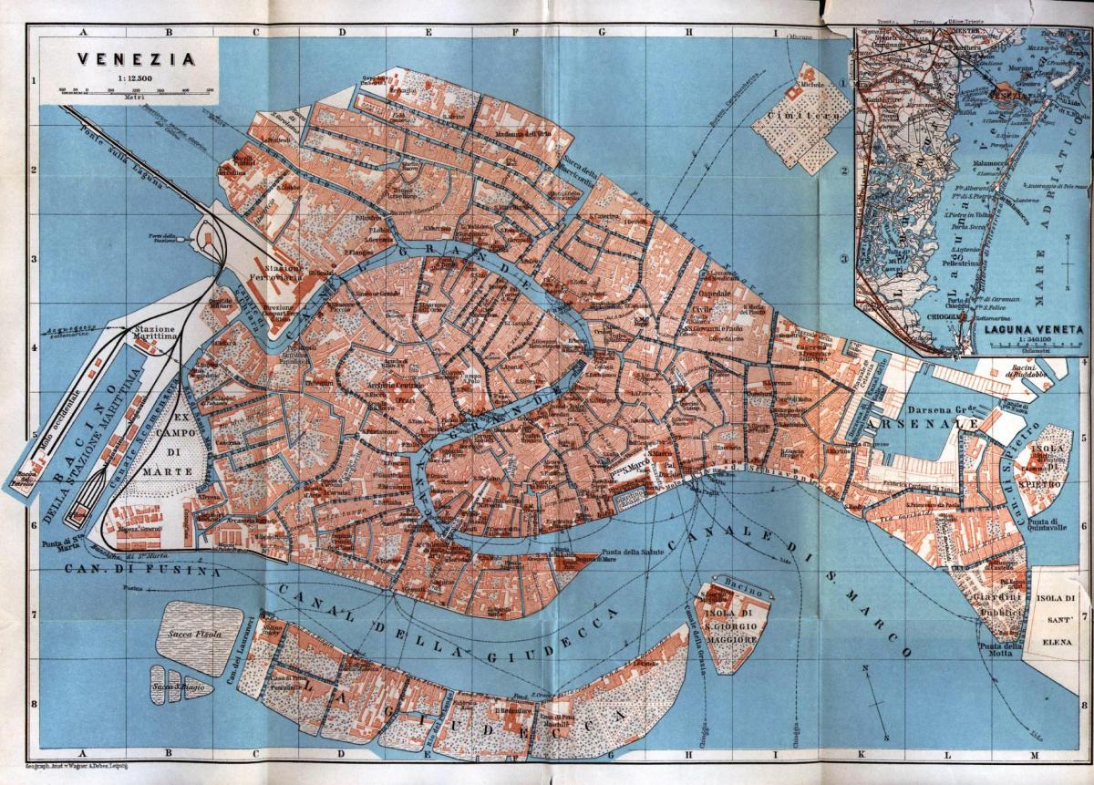 oude plattegrond van Venetië