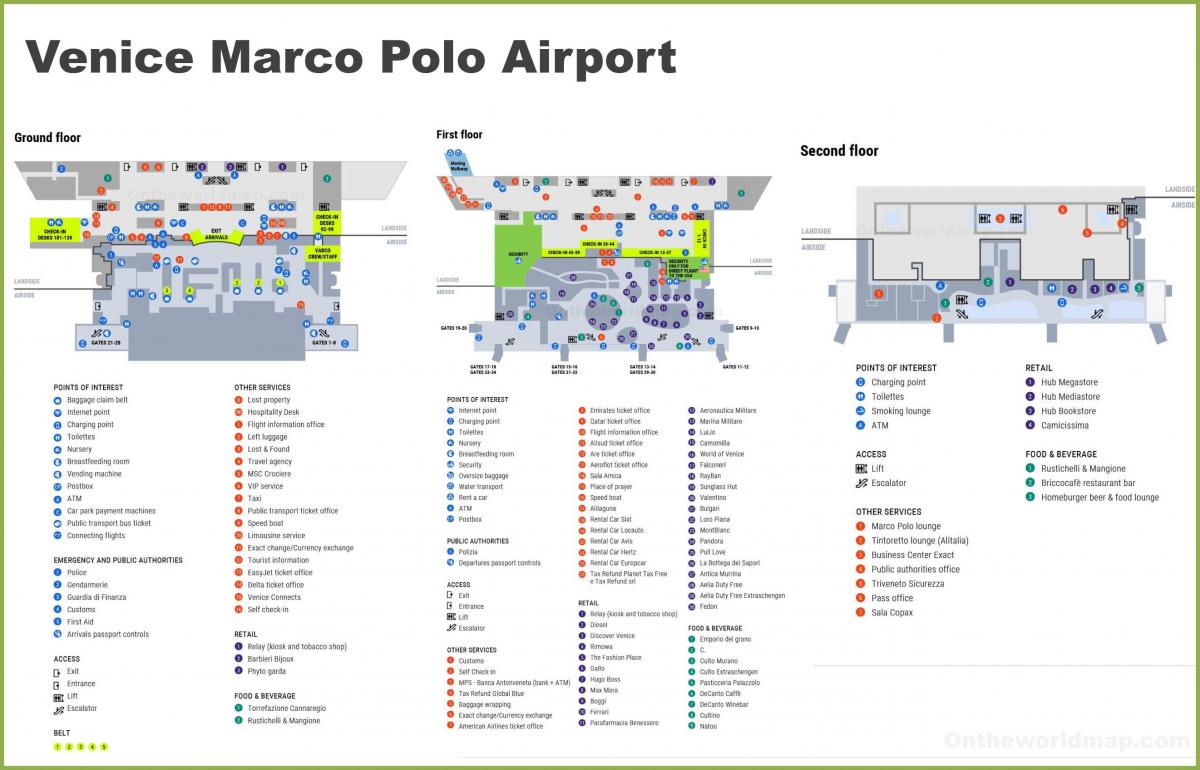 kaart van Venetië luchthaven terminal