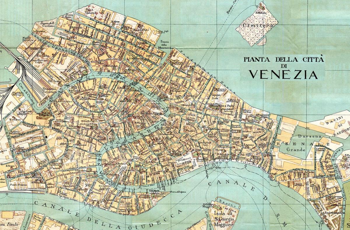 antieke kaart van Venetië