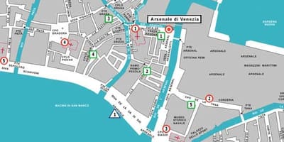 Kaart van Venetië arsenale