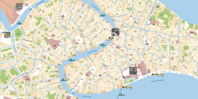 Kaart van Venetië gondel route