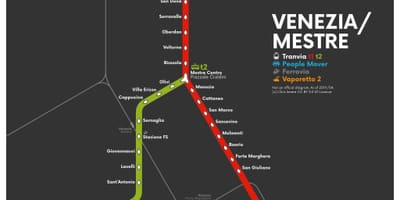 Kaart van Venetië tram