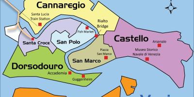 Kaart van de wijk cannaregio van Venetië